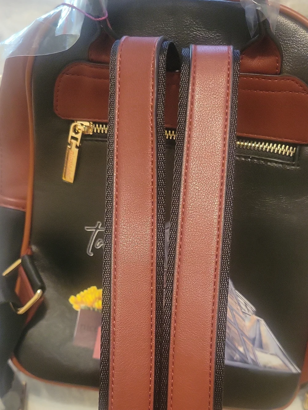 Y2K Nicole Lee Navy, Brown‎ & Black Paris-Themed Fashion Backpack NWT